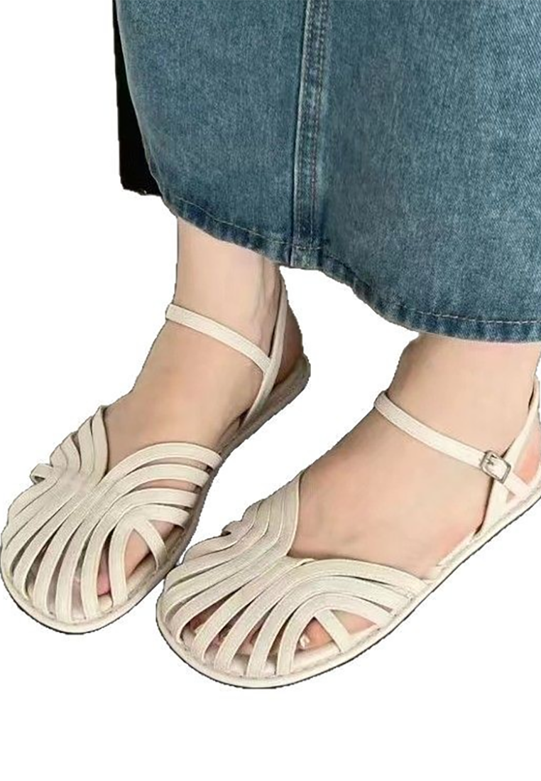 2025 Summer Hollow Braided Retro Flat Roman Shoes CA25042204W