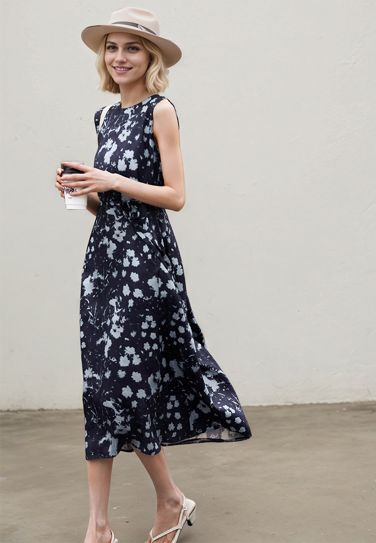 New Style Retro Printed Sleeveless Dress CA25060304BL