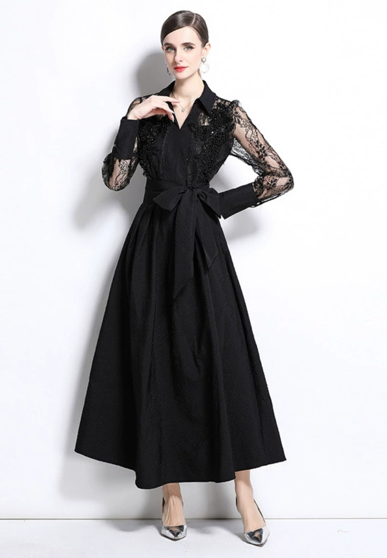 Mesh embroidery unique temperament dress  CA25031204BK