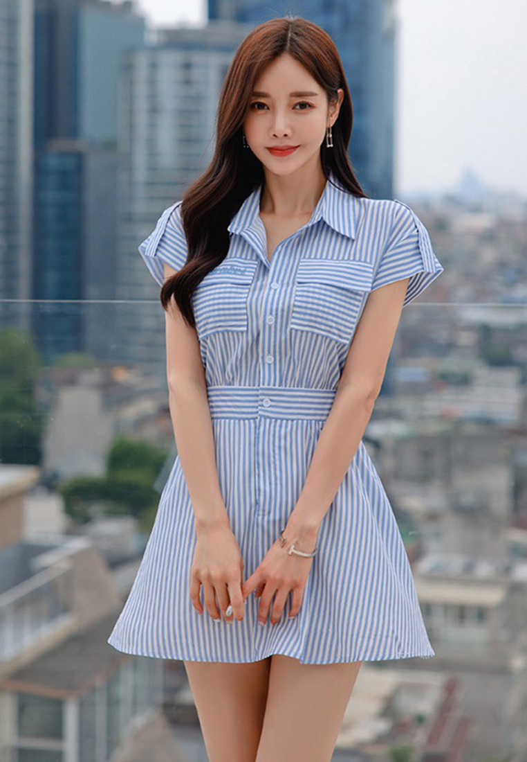 Fashionable summer new waist cinching temperament dress CA250325304BL