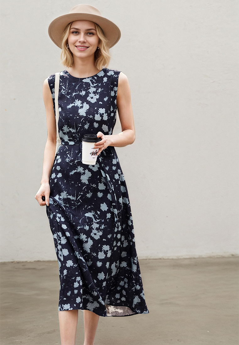 New Style Retro Printed Sleeveless Dress CA25060304BL