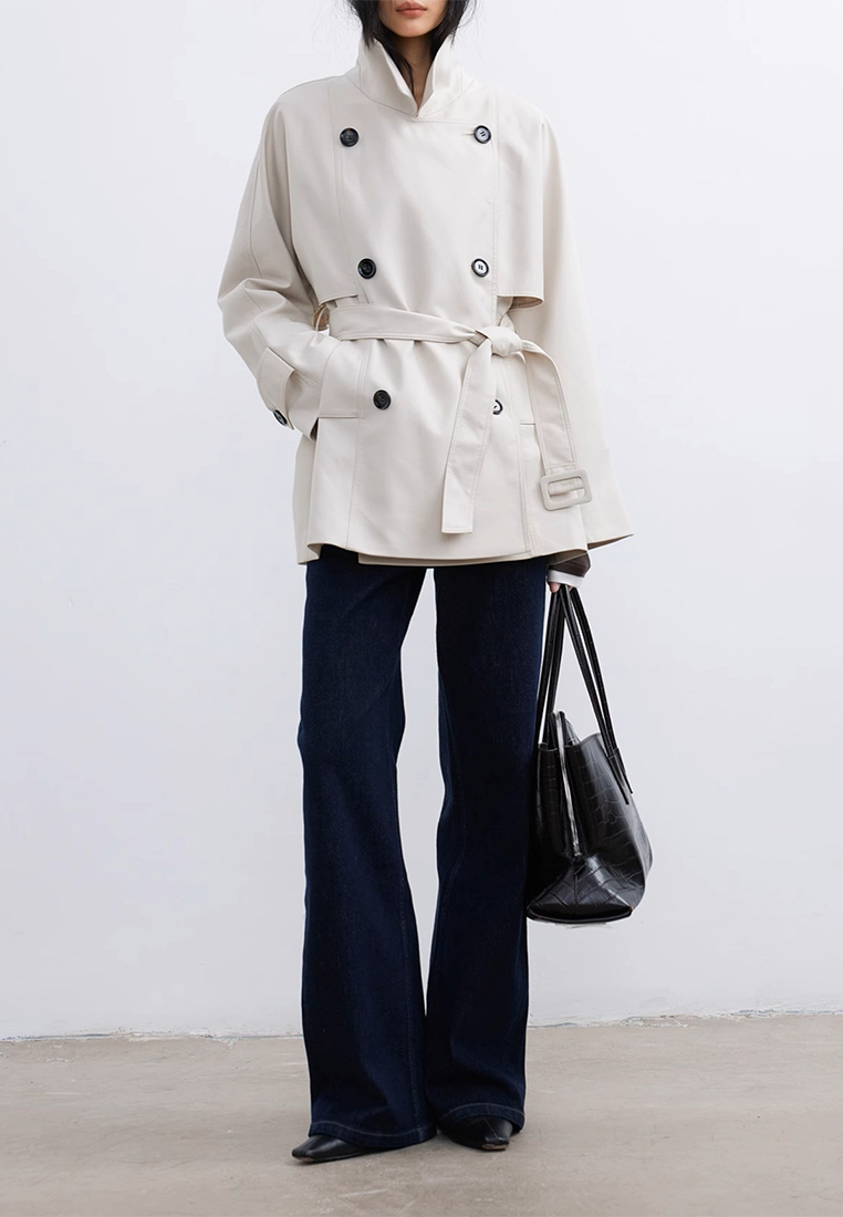 Classic Twill Lapel Short Trench Coat CA25102404W