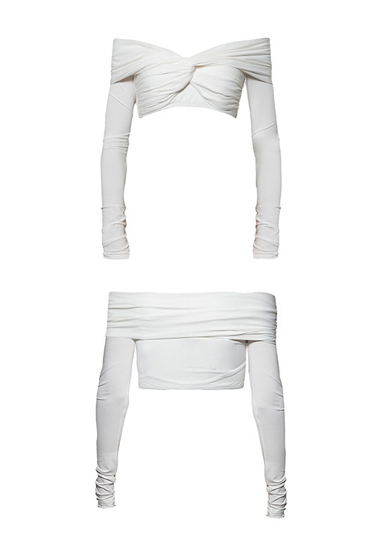 White suspender triangle one-piece swimsuit CA24032104