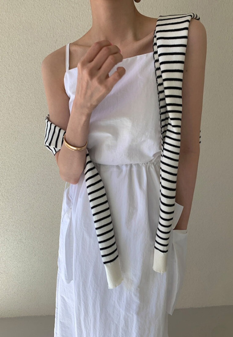 New summer large pocket drawstring waist suspender dress CA24062004W