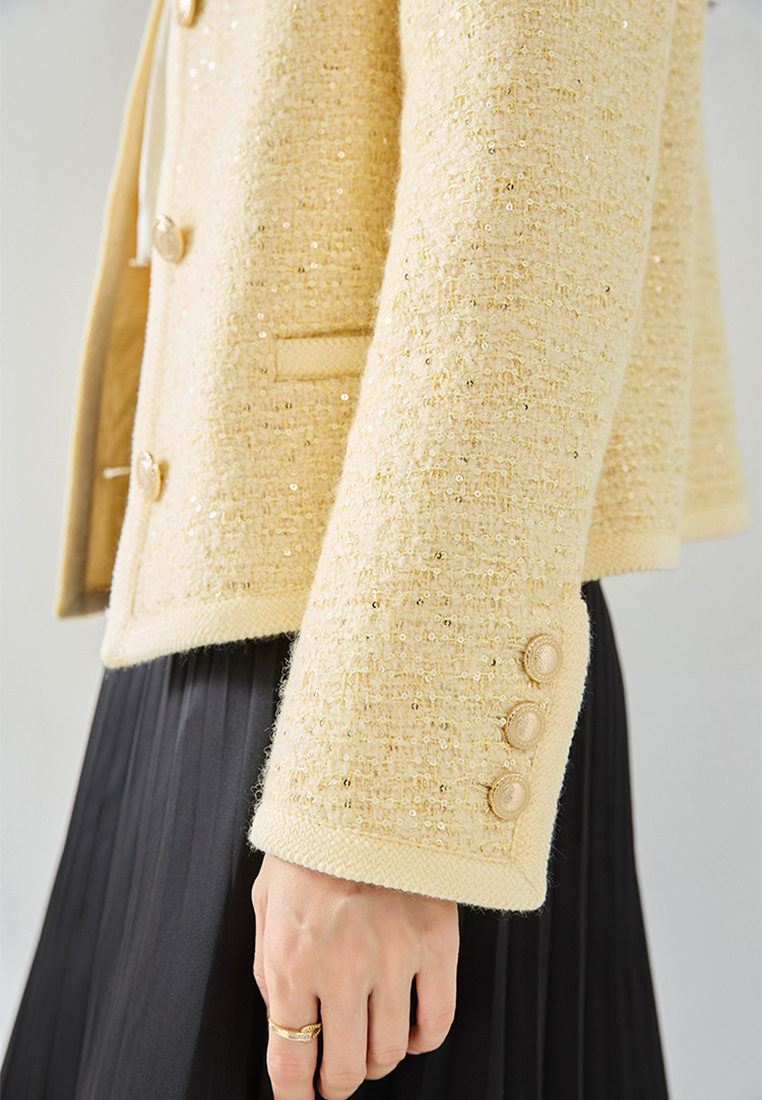 New button patterned sequin top for autumn CA24091104YE