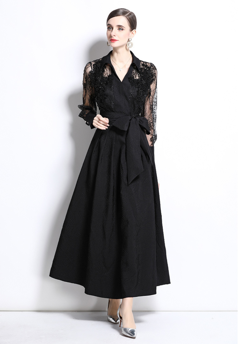 Mesh embroidery unique temperament dress  CA25031204BK