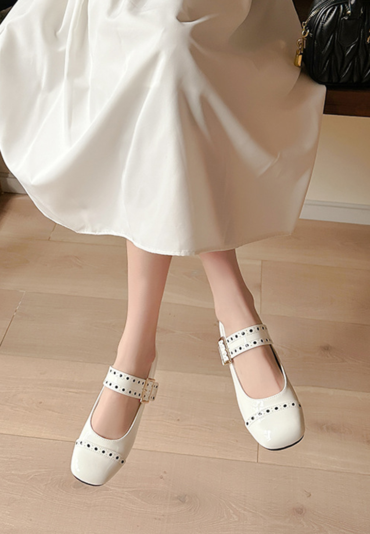 Early spring metal belt buckle Mary Jane thick heel shoes CA25051602BK