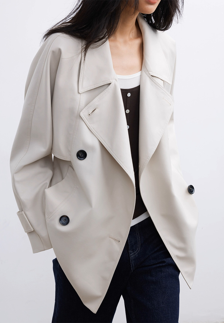 Classic Twill Lapel Short Trench Coat CA25102404W