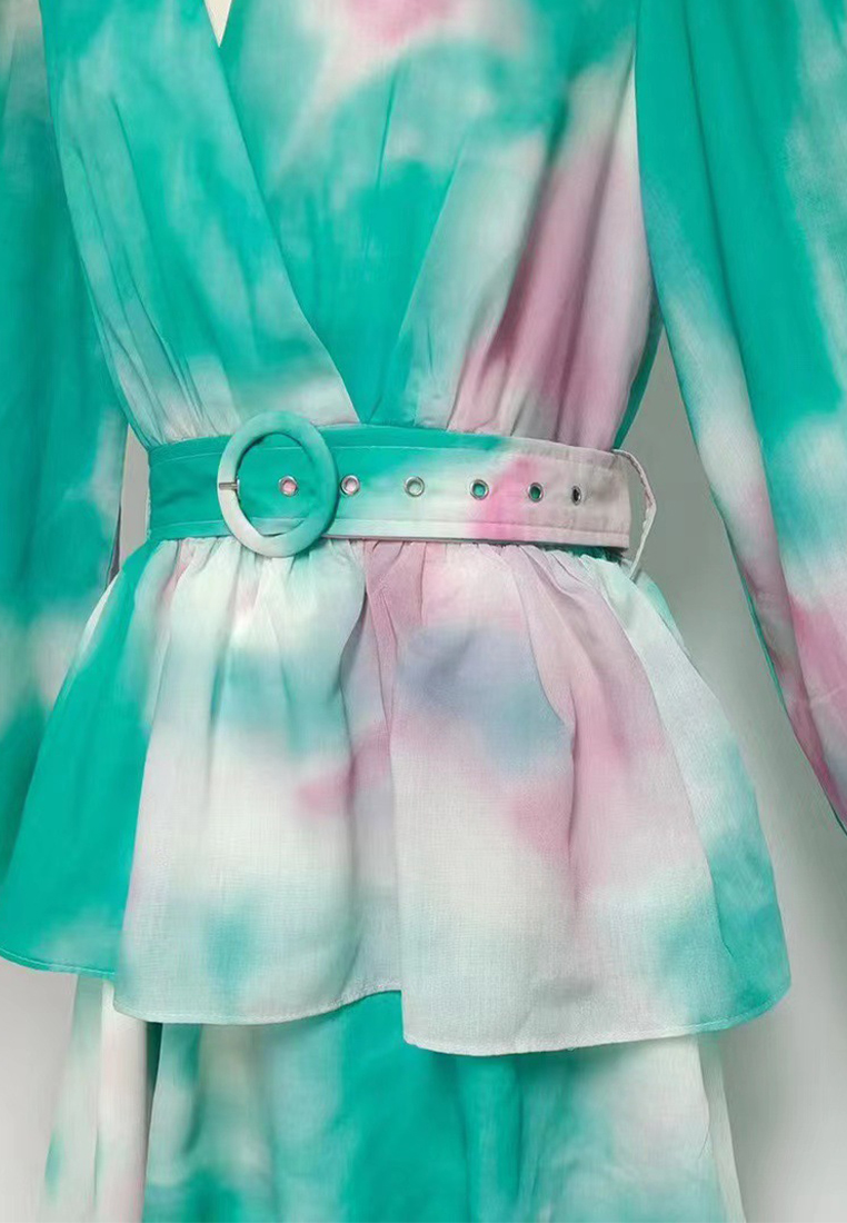 2024 Autumn V-neck lantern sleeve temperament long dress CA24081604PI