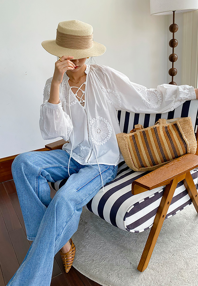 New autumn long-sleeved sun-proof French white shirt CA25100904W