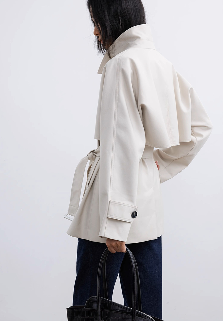 Classic Twill Lapel Short Trench Coat CA25102404W