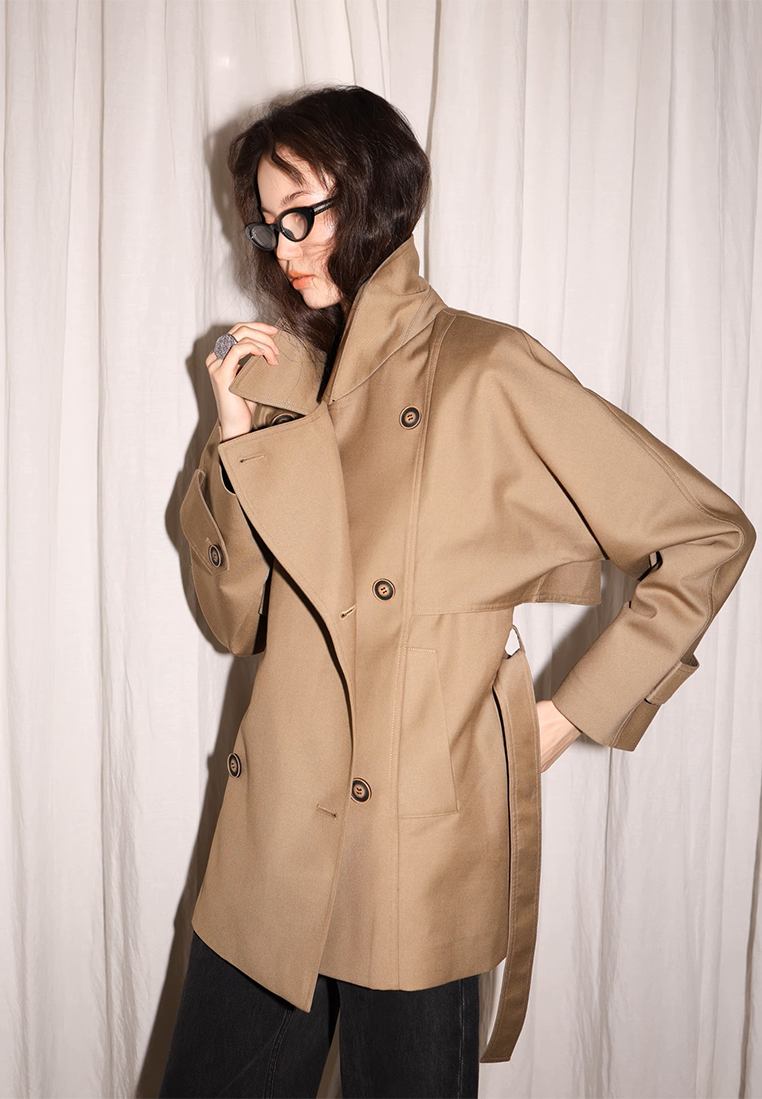 Classic Twill Lapel Short Trench Coat CA25102404W