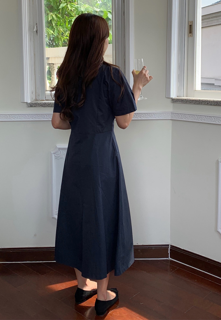 Spring/Summer 2023 new Korean French style vintage chic single-breasted dress 56879