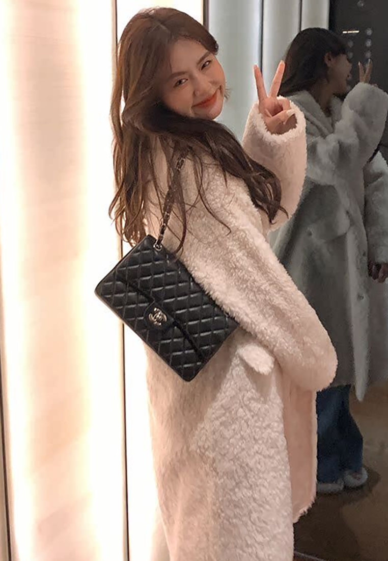 New Autumn/Winter Long Shearling Coat with Large Lapel CA25102440BE