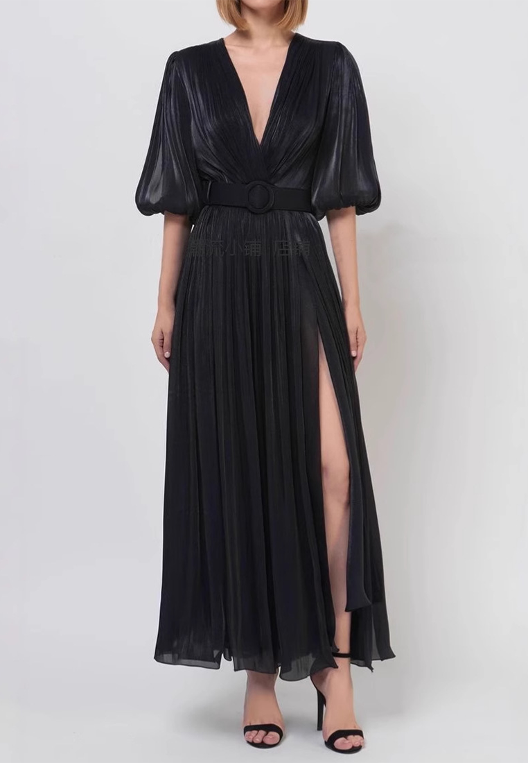 Sweet V-neck Lantern Sleeve Dress CA25092540RD