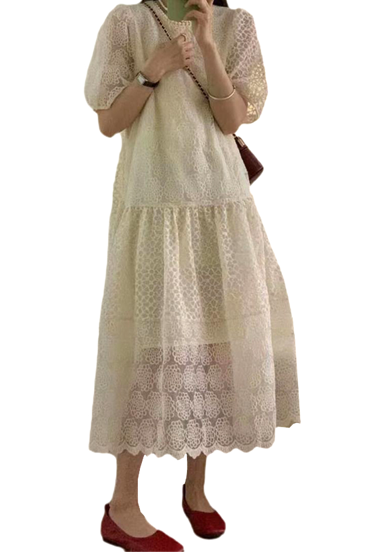 2024 temperament lace loose patchwork dress CA24041040BE