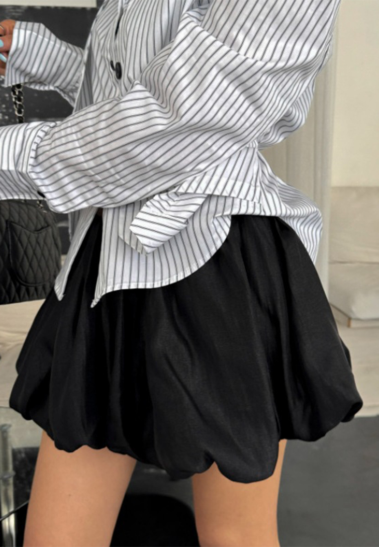 Summer new flower bud A-line pleated lantern skirt CA25042940BK