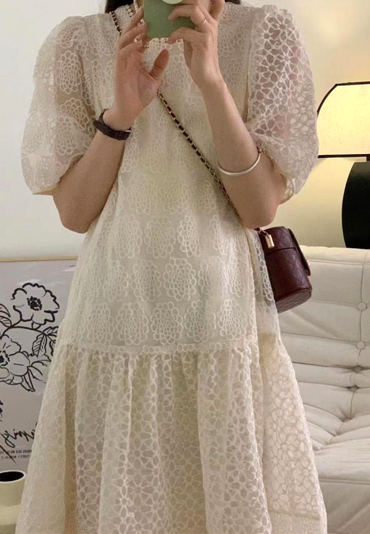 2024 temperament lace loose patchwork dress CA24041040BE