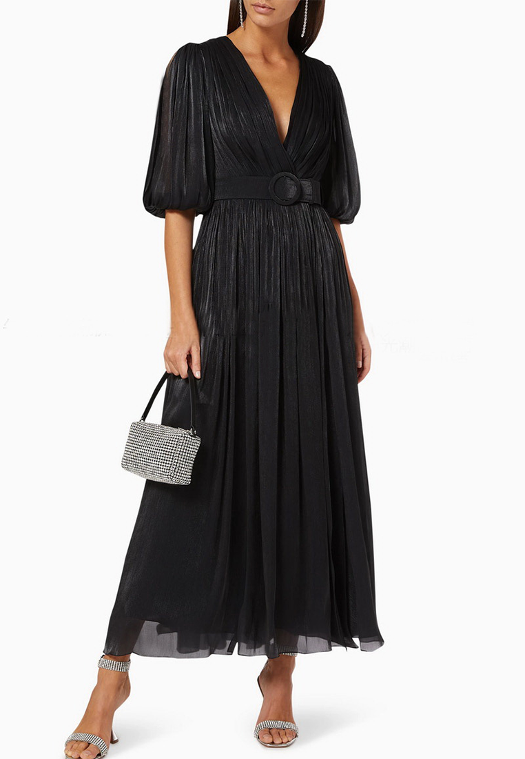 Sweet V-neck Lantern Sleeve Dress CA25092540RD