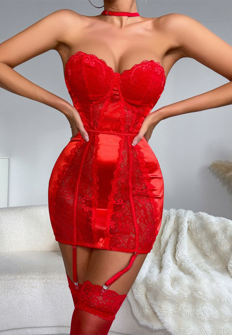 New push up breast wrap halterneck sexy lace party outer bodysuit CA24112040PU