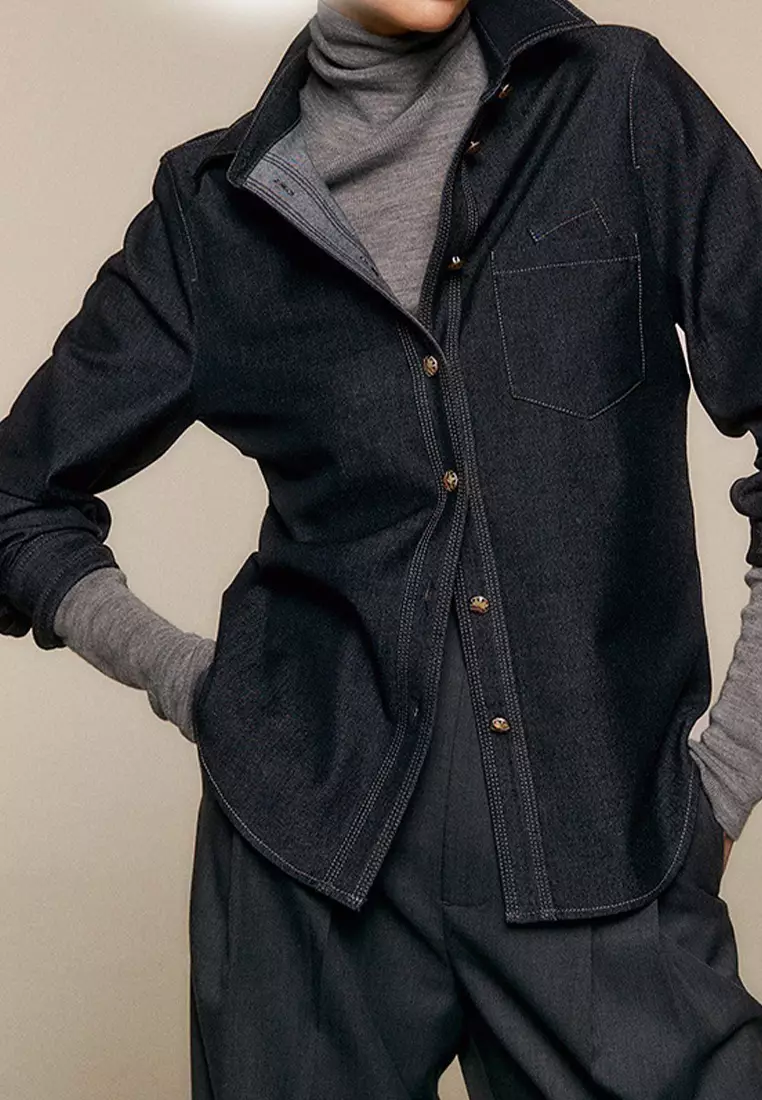 Retro denim slim fit shirt CA24092301BL