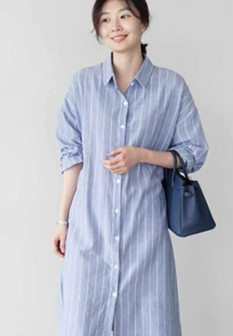 New casual striped slim fit oversized shirt CA25091917BL