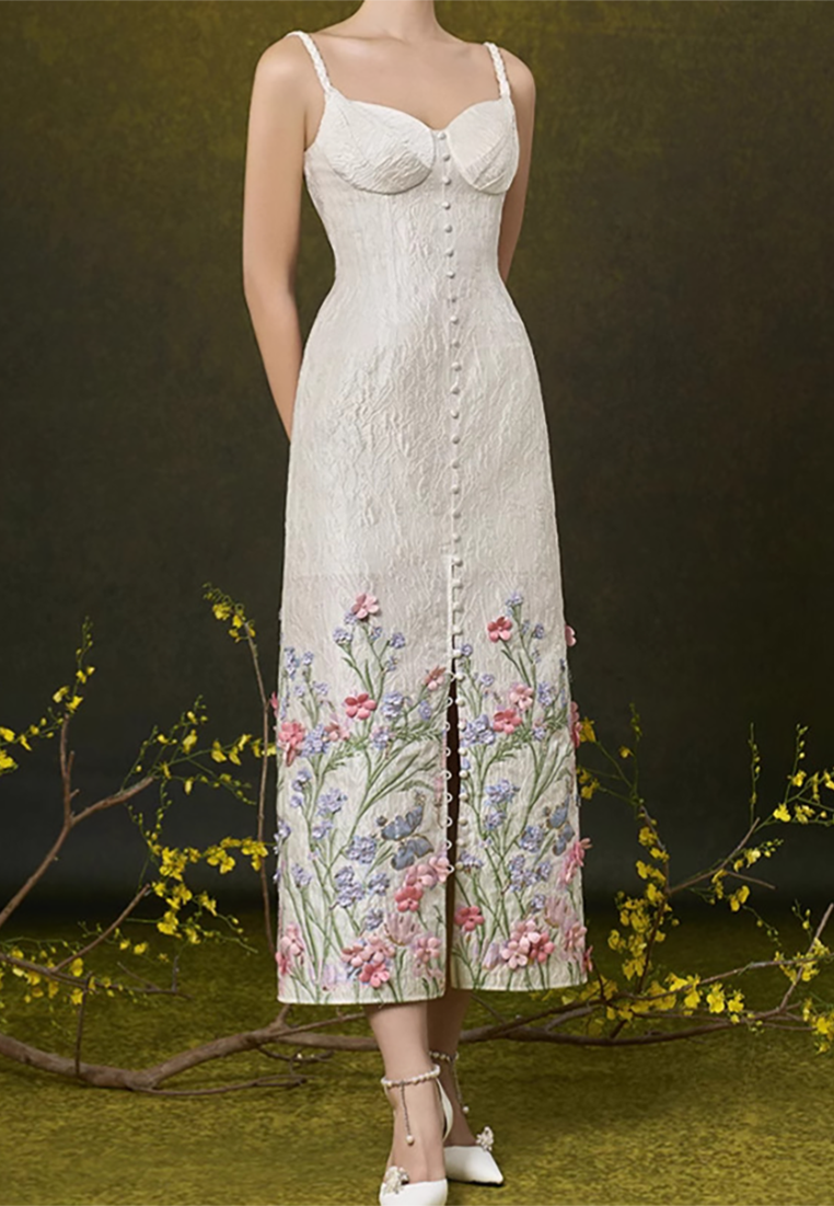 New summer floral 3D heavy-duty suspender dress CA25092541BE