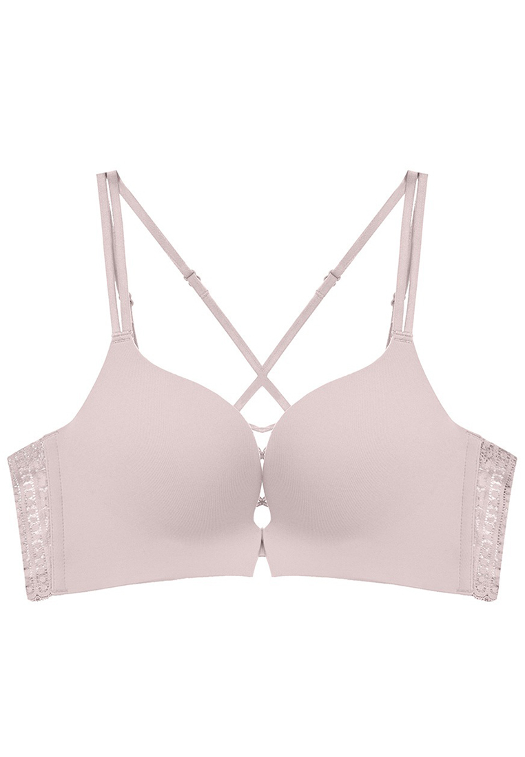 New Smooth Seamless Front Closure Cross Strap Comfort Wire-Free Push-Up Bra Set CA23050441W