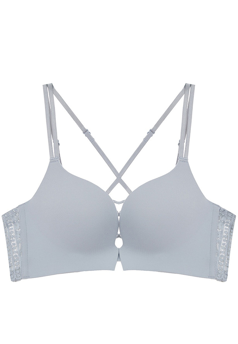 New Smooth Seamless Front Closure Cross Strap Comfort Wire-Free Push-Up Bra Set CA23050441W