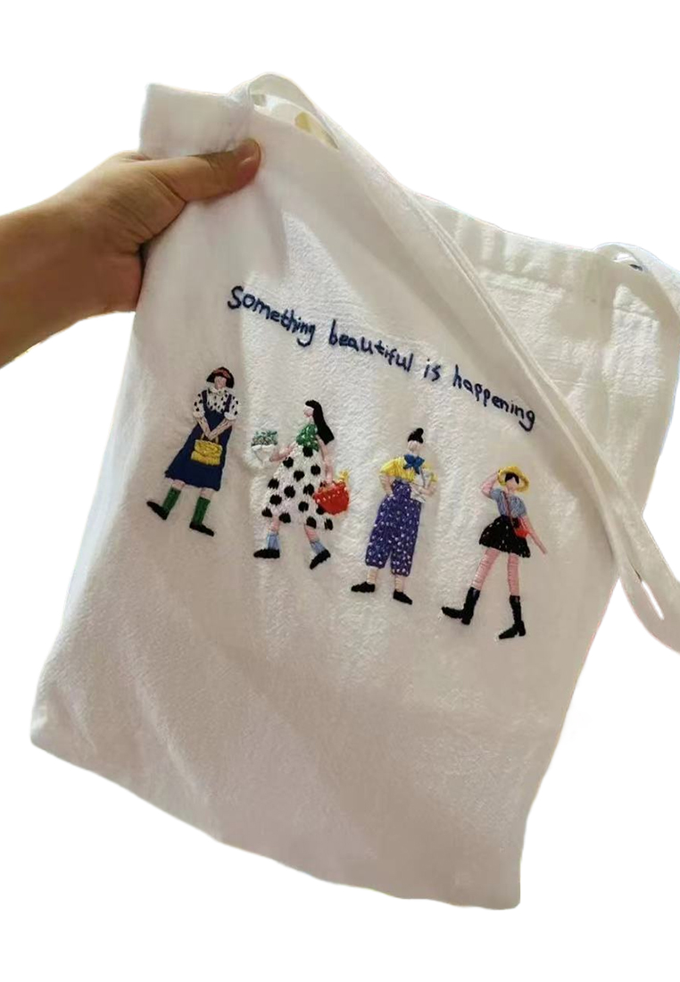 New Japanese Large Capacity Embroidery Artistic Shoulder Bag CA25061741W