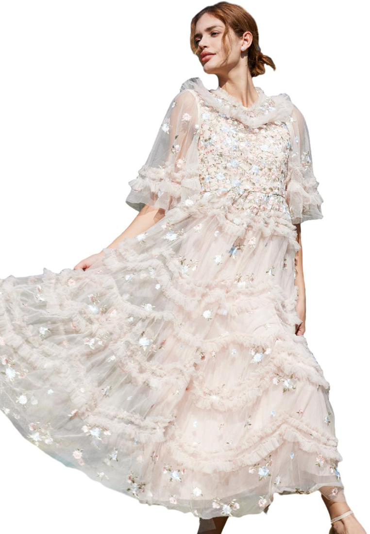 2024 Elegant Pink European and American Mesh Skirt CA24031941PI