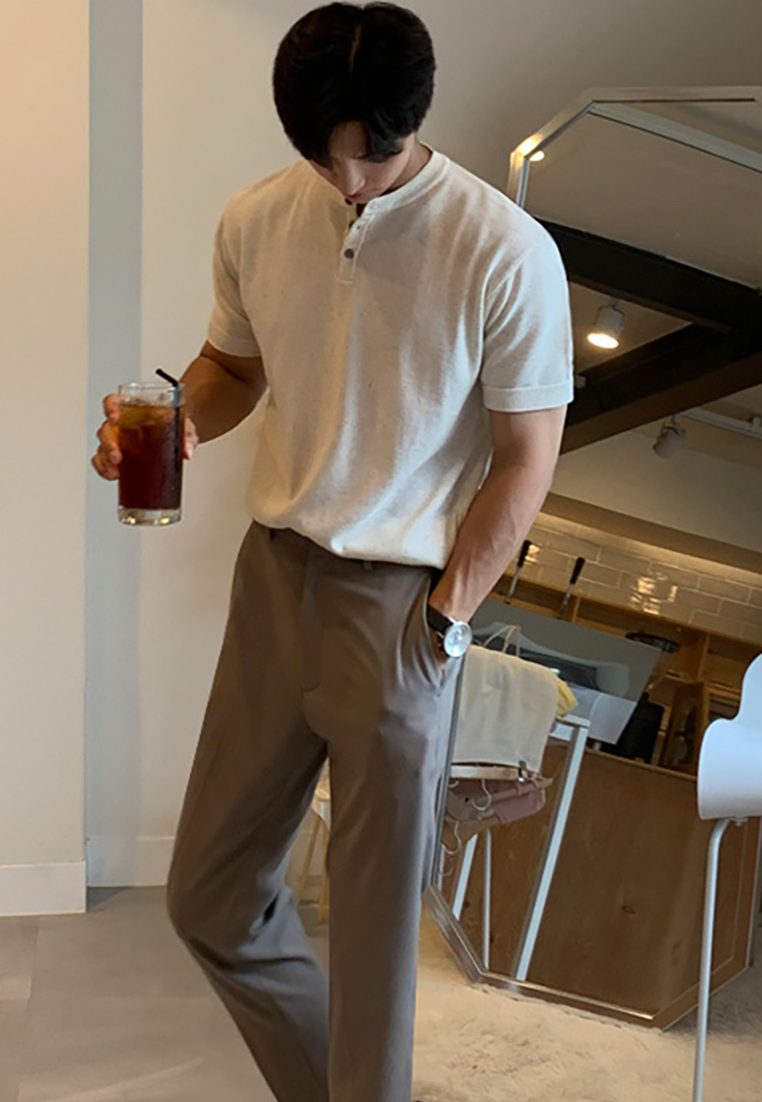 Men's Korean summer thin ice silk knitted T-shirt CA25052341KI