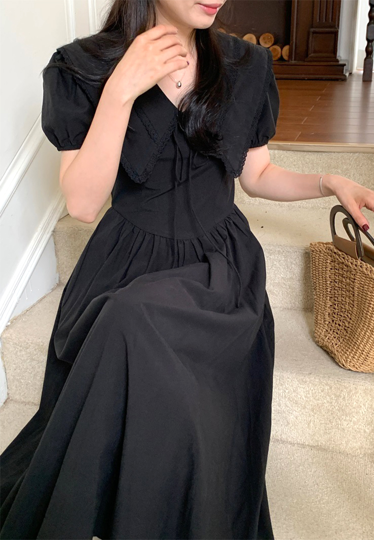 2024 French Vintage V-neck Lace Dress CA24041041BE