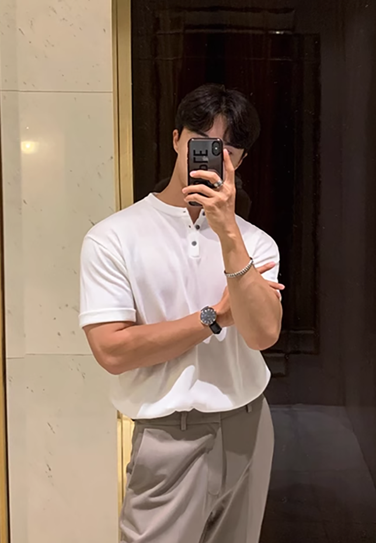 Men's Korean summer thin ice silk knitted T-shirt CA25052341KI