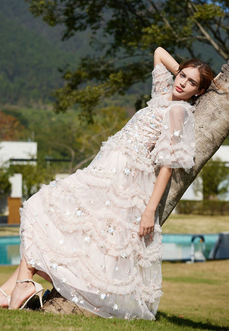 2024 Elegant Pink European and American Mesh Skirt CA24031941PI