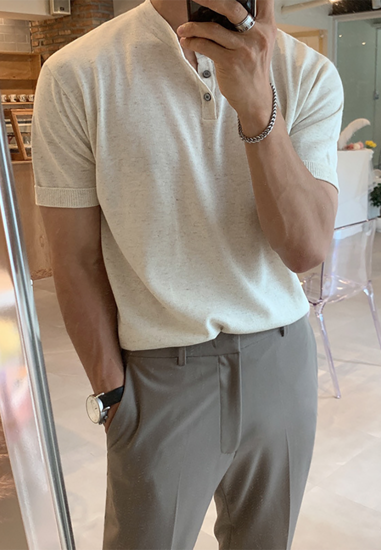 Men's Korean summer thin ice silk knitted T-shirt CA25052341KI