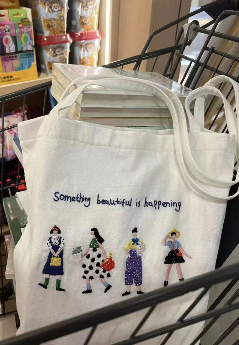 New Japanese Large Capacity Embroidery Artistic Shoulder Bag CA25061741W