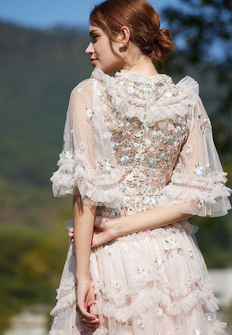 2024 Elegant Pink European and American Mesh Skirt CA24031941PI