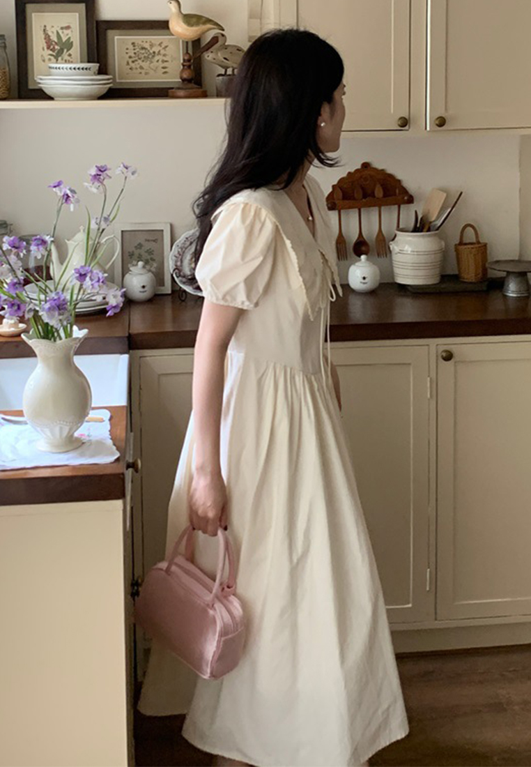 2024 French Vintage V-neck Lace Dress CA24041041BE