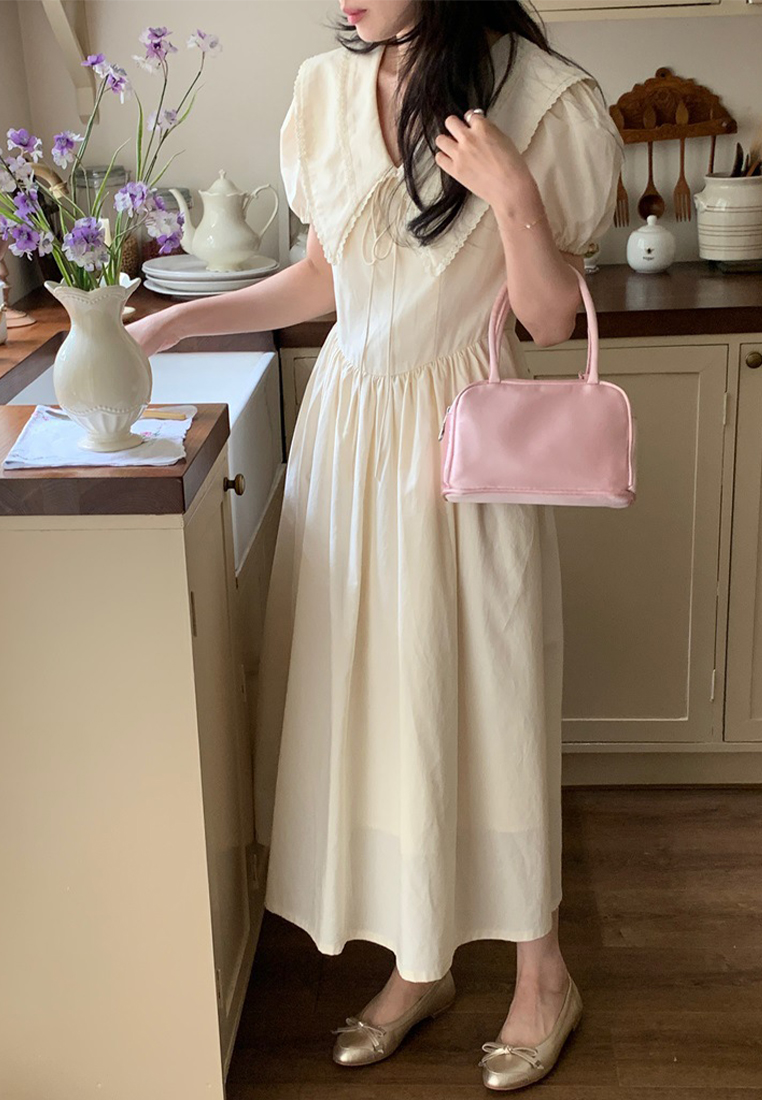 2024 French Vintage V-neck Lace Dress CA24041041BE