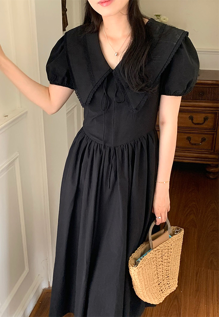 2024 French Vintage V-neck Lace Dress CA24041041BE