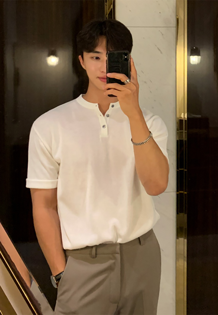 Men's Korean summer thin ice silk knitted T-shirt CA25052341KI