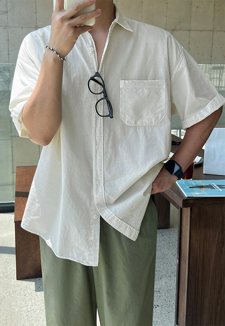 Men's summer solid color short-sleeved shirt CA25052342BE