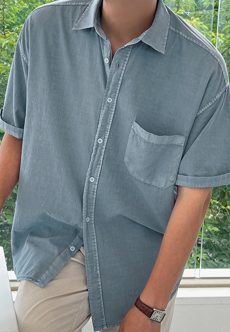 Men's summer solid color short-sleeved shirt CA25052342BE