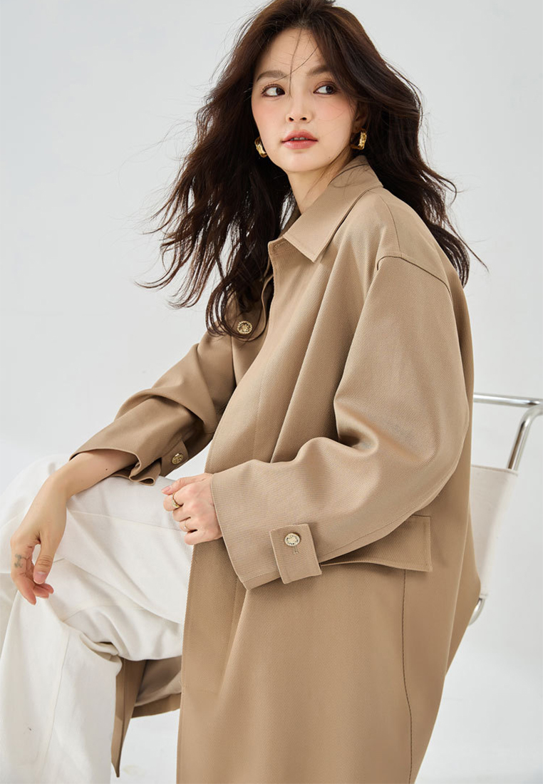 New solid color button casual coat CA24091142BE