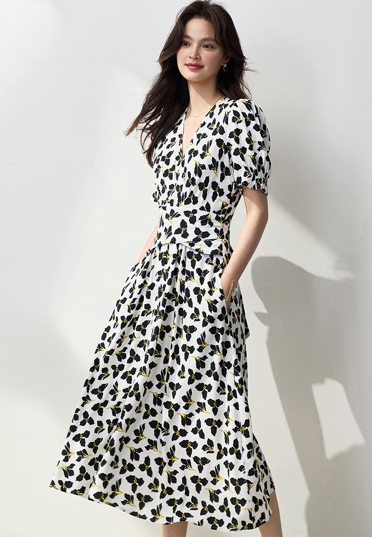 Elegant clover wrap coffee break dress CA101942