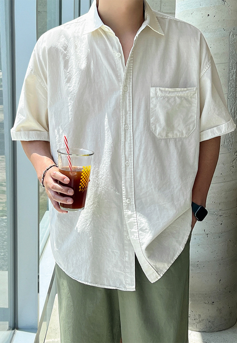 Men's summer solid color short-sleeved shirt CA25052342BE