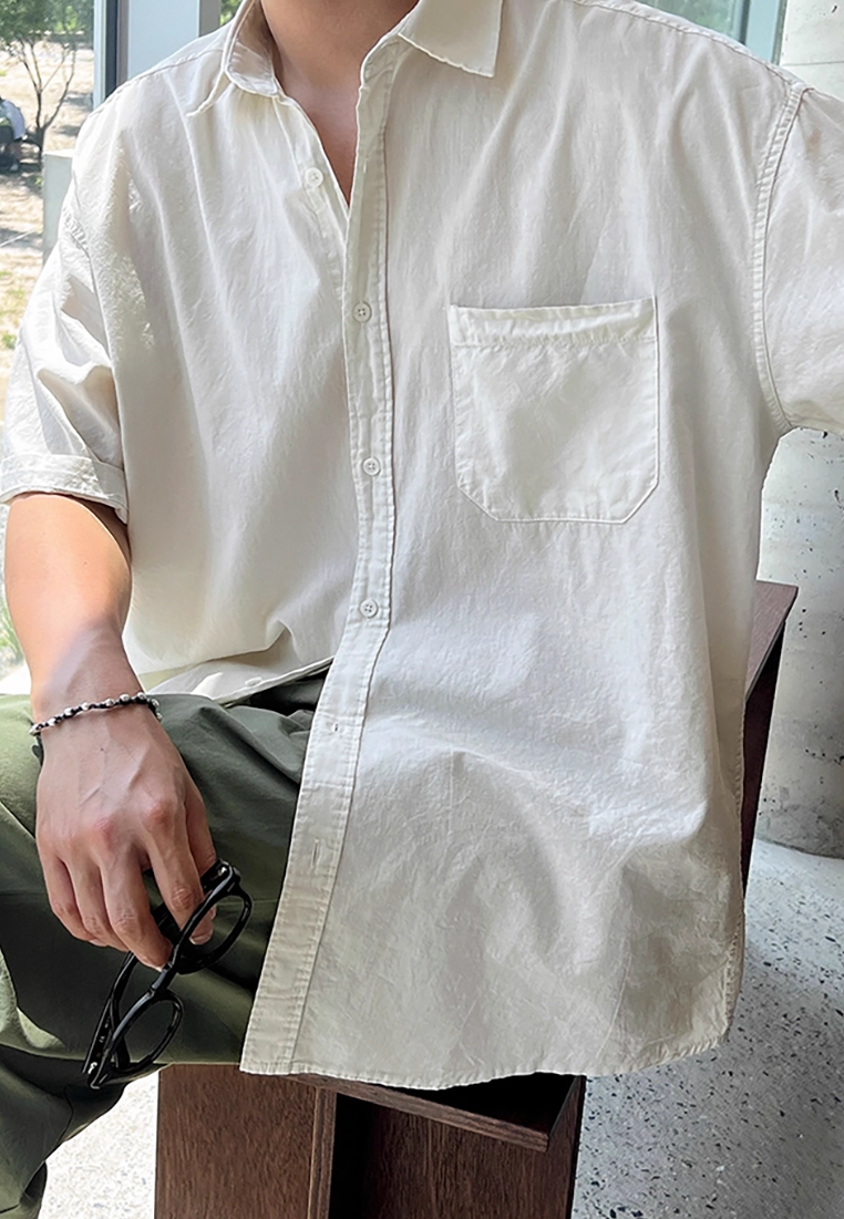 Men's summer solid color short-sleeved shirt CA25052342BE