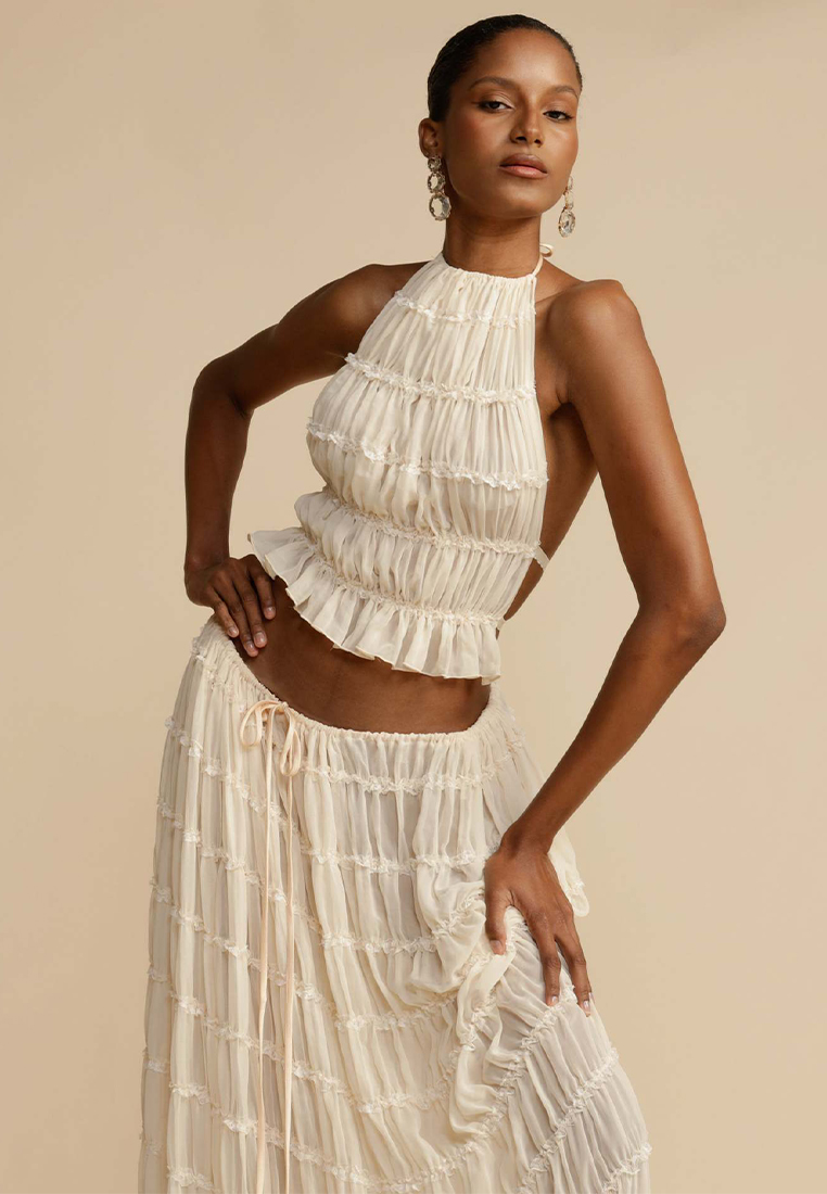 European and American backless halter neck long skirt suit CA24030742