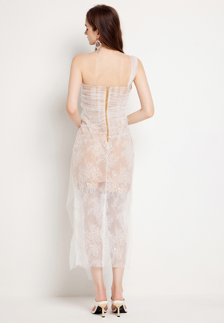 Lace mesh slim fit dress CA241128142W